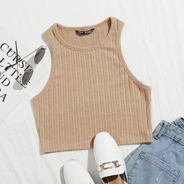 

Rib-knit Tank Top, Apricot