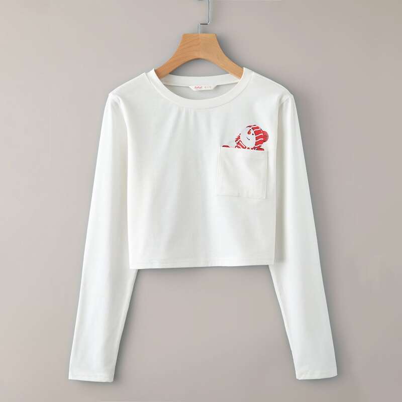

Christmas Snowman Graphic Crop Tee, White