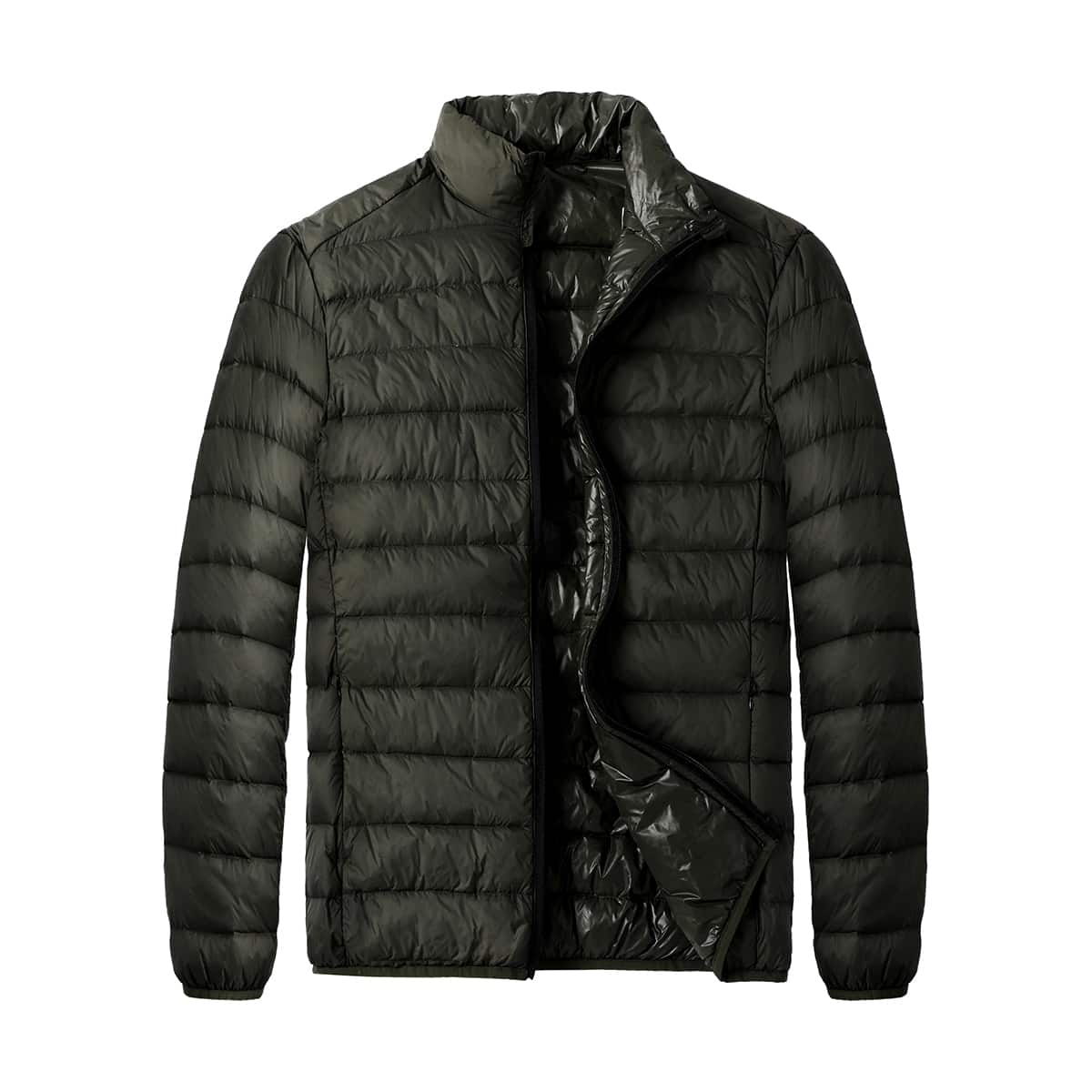 

Guys Zip Up Quilted Down Jacket, Dark green