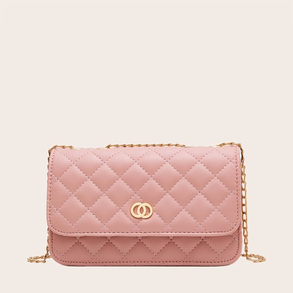 

Quilted Chain Crossbody Bag, Pink