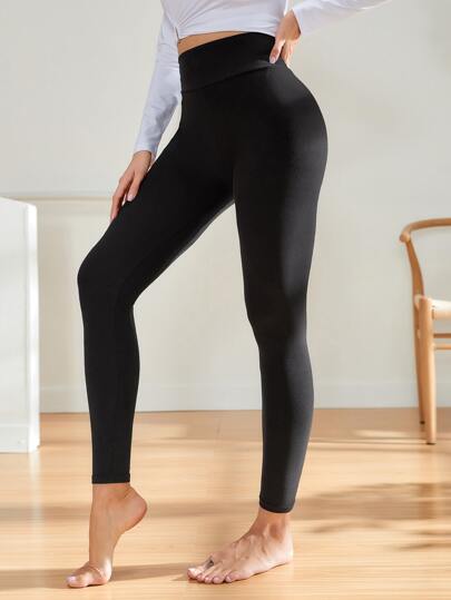 Solid Wideband Waist Crop Sports Leggings Yoga Women Pants