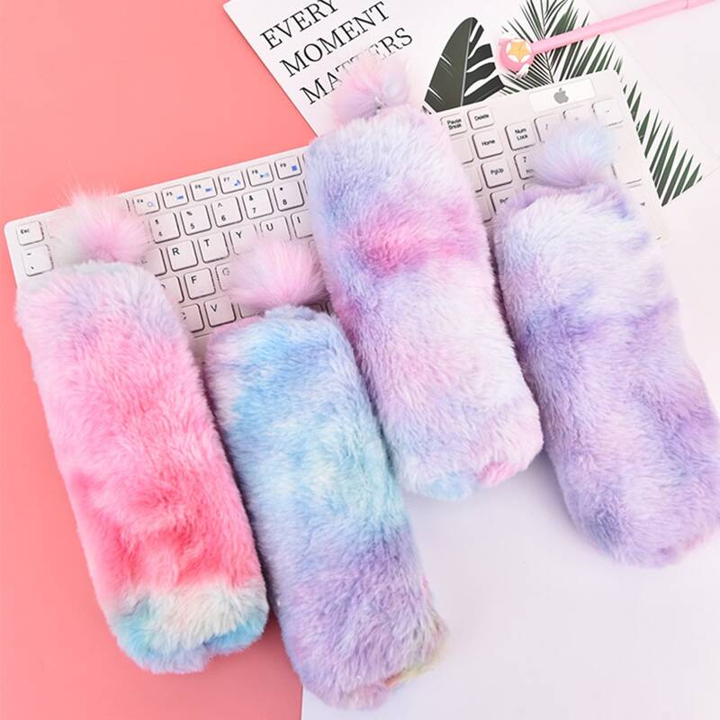 

1pc Random Gradient Plush Pencil Case, Multicolor