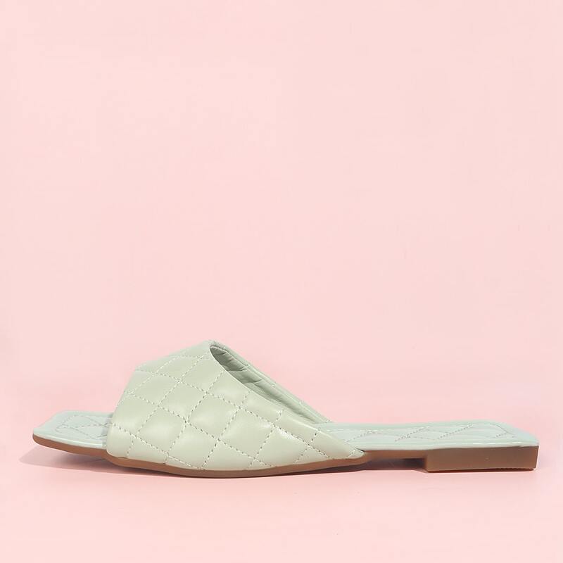

Quilted Wide Fit Slide Sandals, Green