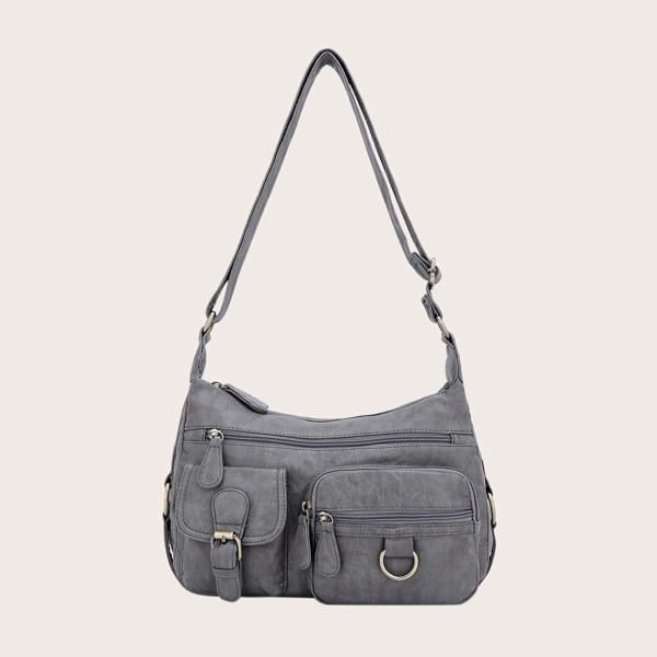 

Pocket Front Crossbody Bag, Grey