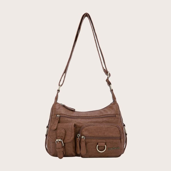 

Pocket Front Crossbody Bag, Mocha brown