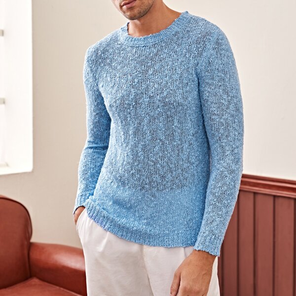 

Men Solid Sweater, Blue