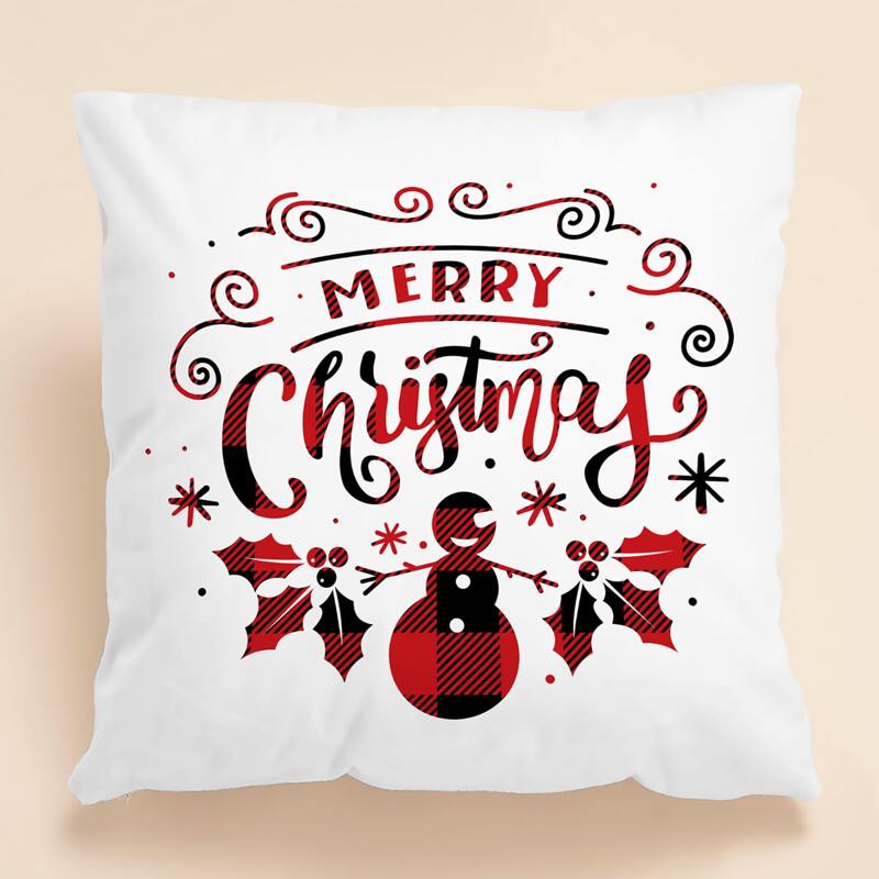 

Christmas Slogan Graphic Cushion Cover Without Filler, Multicolor