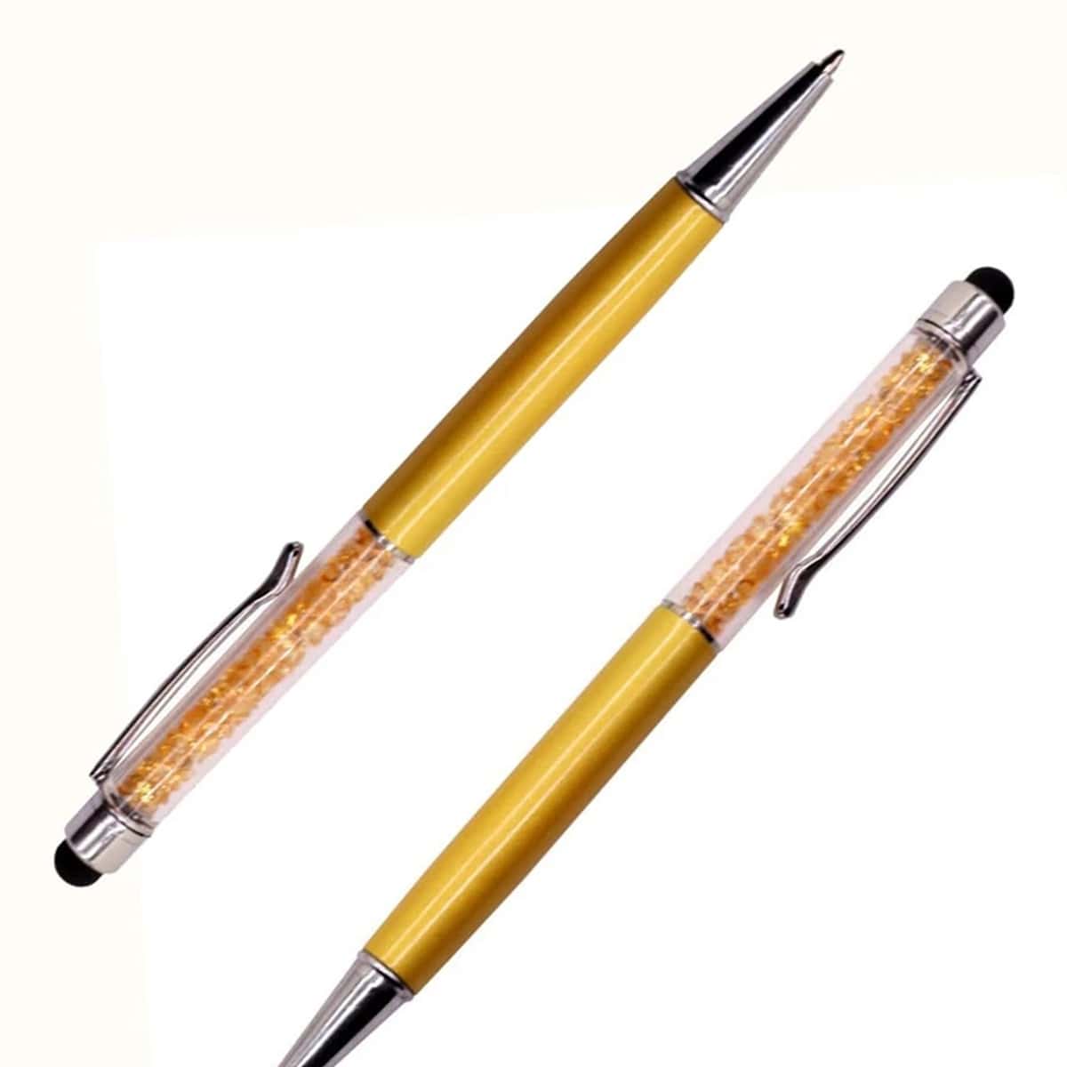 

1pc 2 In 1 Ballpoint Pen & Stylus Pen, Yellow