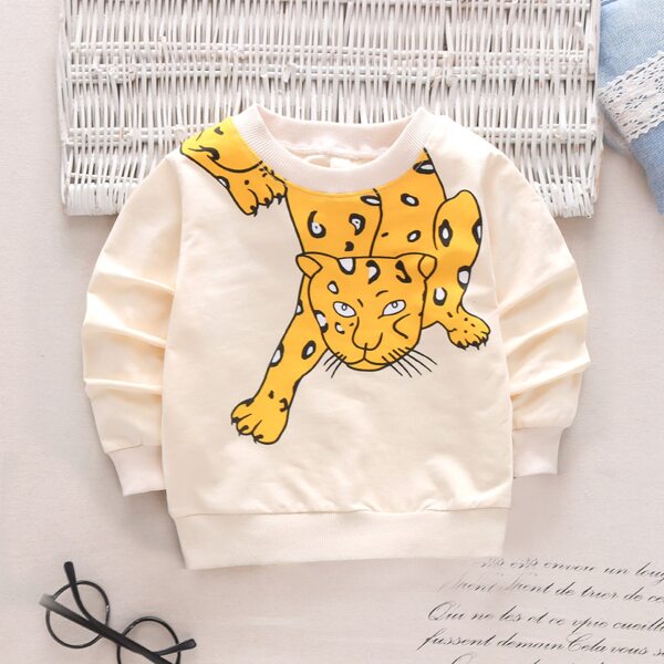

Toddler Boys Leopard Print Sweatshirt, Beige