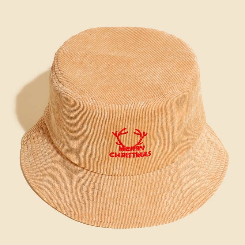 

Christmas Embroidery Decor Bucket Hat, Khaki