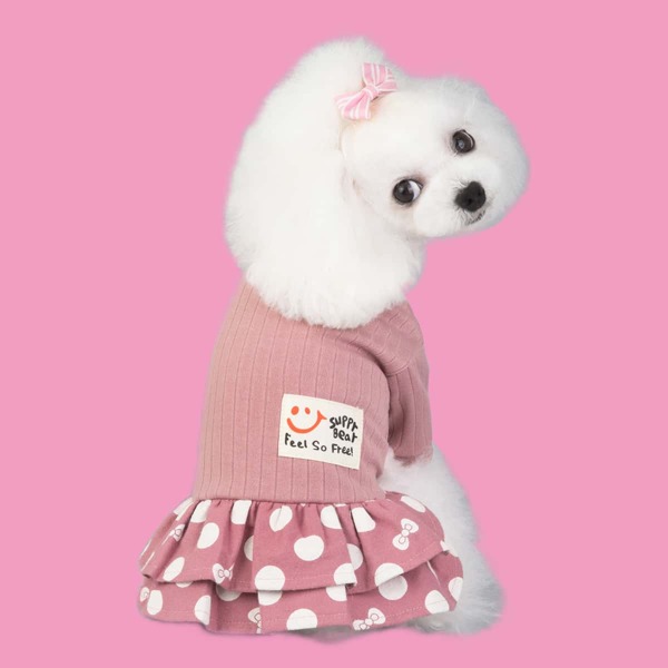 

Polka Dot Dog Dress, Pink