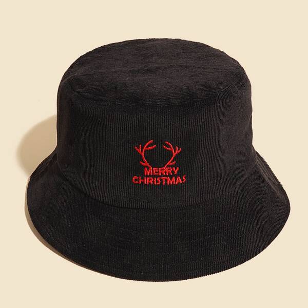 

Christmas Embroidery Decor Bucket Hat, Black