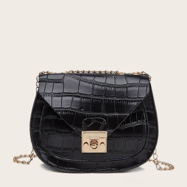 

Crocodile Chain Saddle Bag, Black