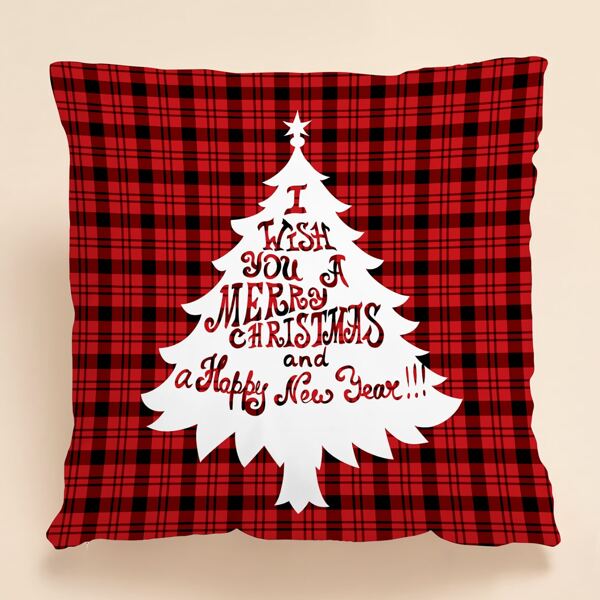 

Christmas Slogan Graphic Cushion Cover Without Filler, Multicolor