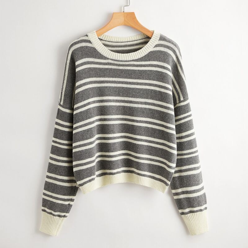 

Striped Drop Shoulder Oversized Sweater, Multicolor