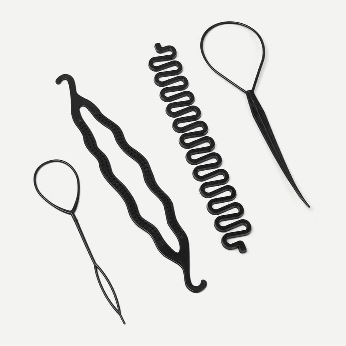 

4pcs Hair Design Styling Tool Set, Black
