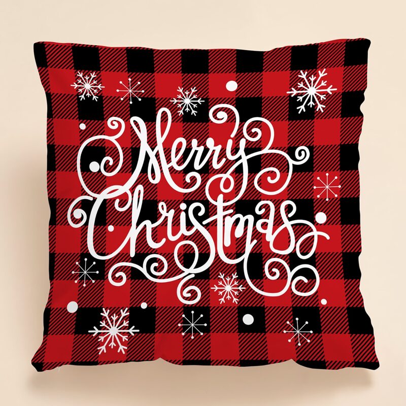 

Christmas Slogan Graphic Cushion Cover Without Filler, Multicolor