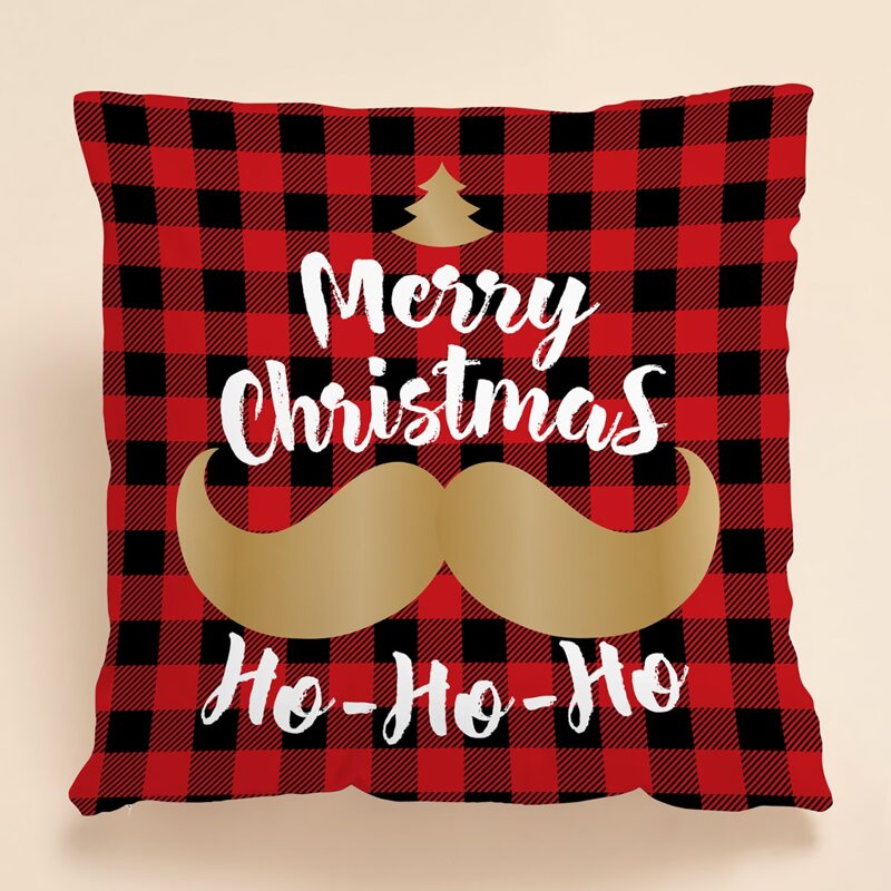 

Christmas Slogan Graphic Cushion Cover Without Filler, Multicolor