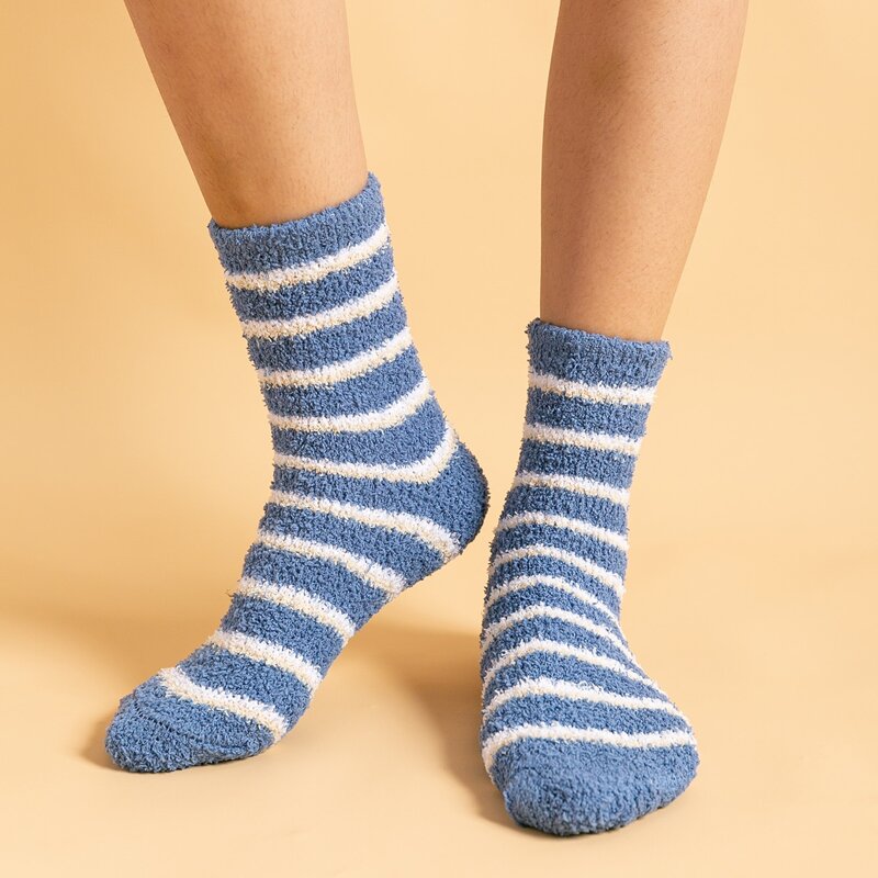 

Striped Crew Socks, Blue and white
