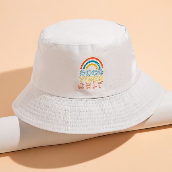 

Letter Graphic Bucket Hat, White
