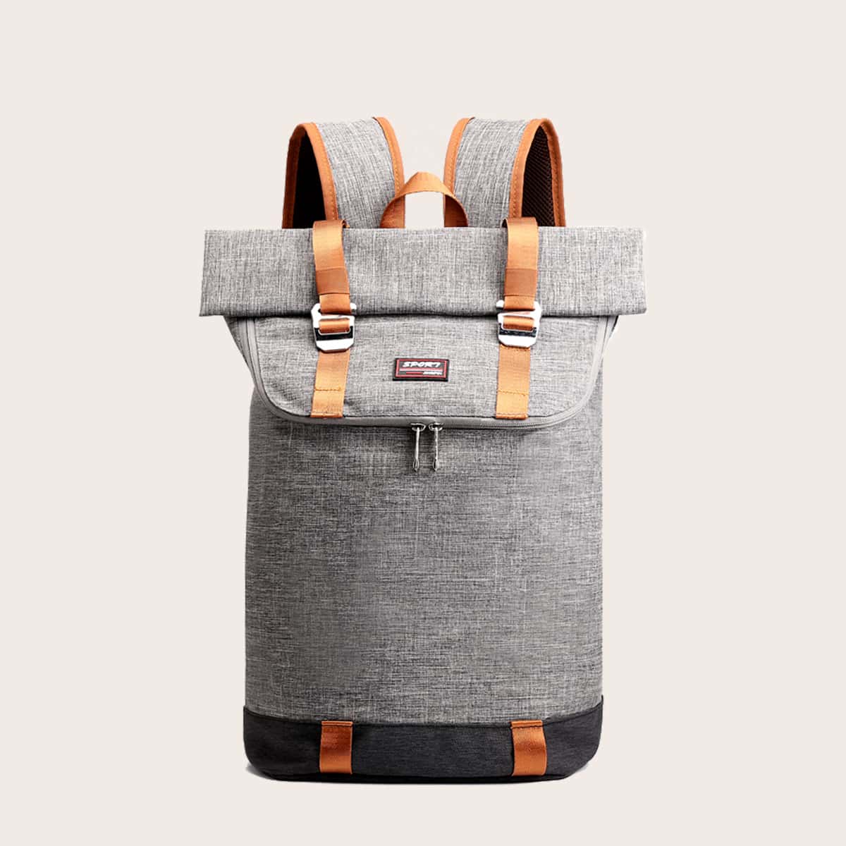 

Guys Buckle Decor Large Capacity Backpack, Grey