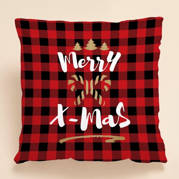 

Christmas Slogan Graphic Cushion Cover Without Filler, Multicolor