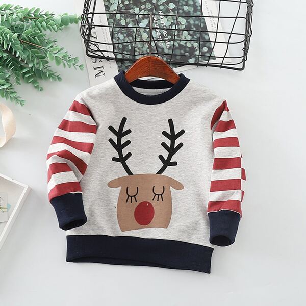 

Toddler Boys Striped Cartoon Graphic Sweatshirt, Multicolor