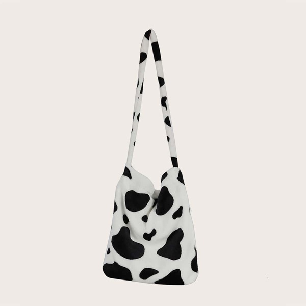 

Girls Cow Print Shoulder Bag, Black and white