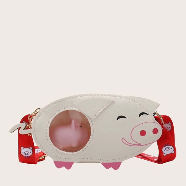 

Girls Cartoon Decor Crossbody Bag, White
