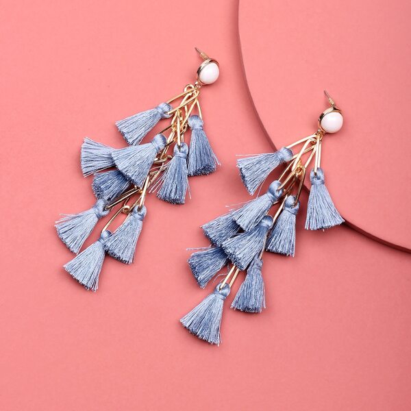 

Tassel Charm Drop Earrings, Blue