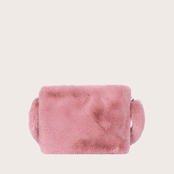

Faux Fur Decor Shoulder Bag, Pink