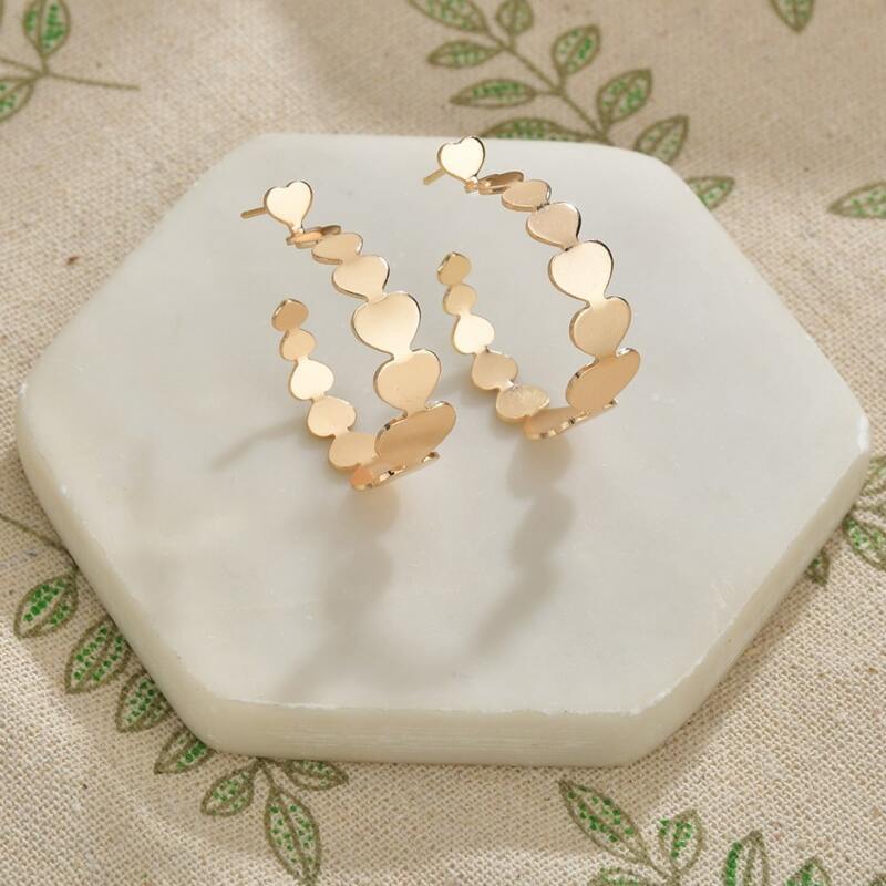 

Heart Shaped Cuff Earrings, Gold