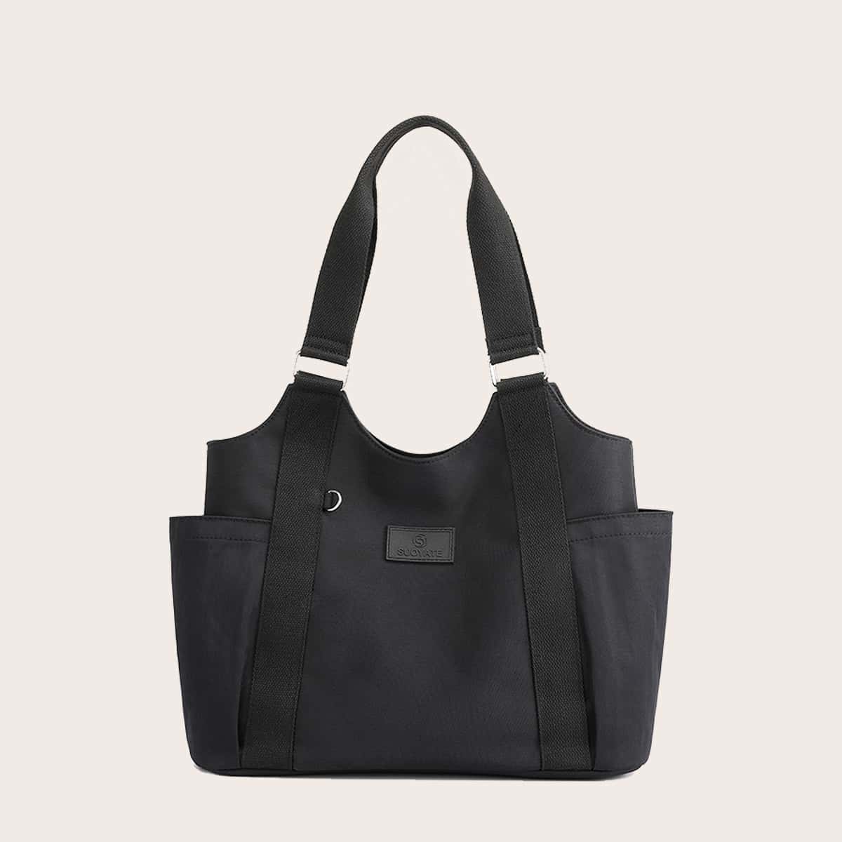 

Guys Letter Patch Tote Bag, Black