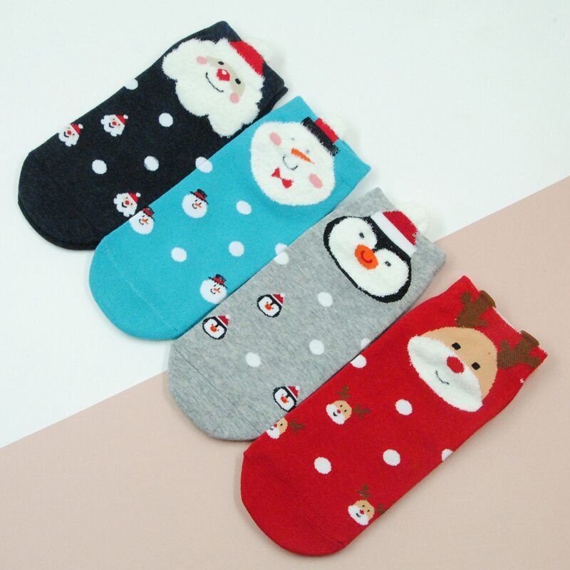

4pairs Christmas Pattern Socks, Multicolor