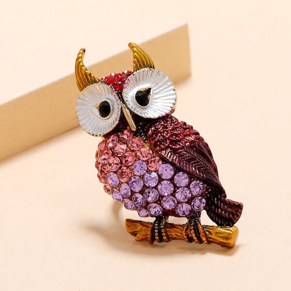 

Rhinestone Decor Owl Ring, Multicolor