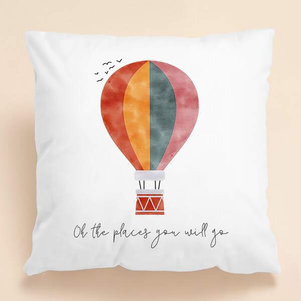 

Hot Air Balloon Print Cushion Cover Without Filler, White
