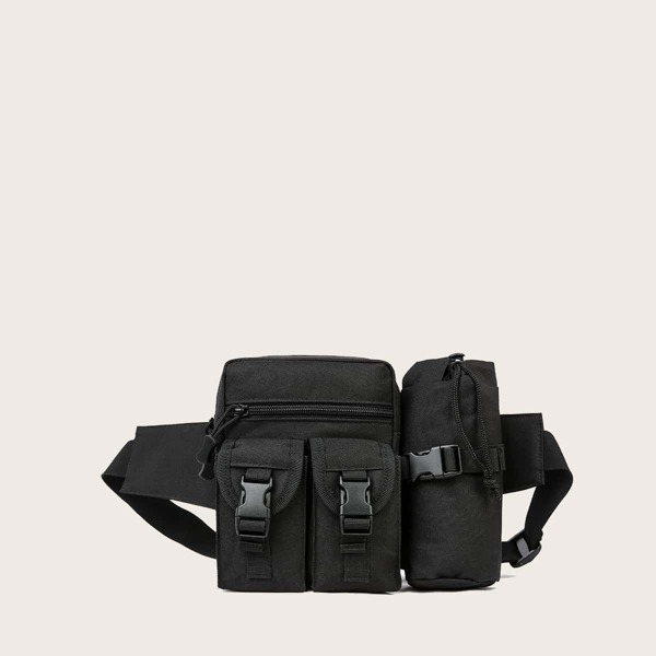 

Men Release Buckle Front Fanny Pack, Black