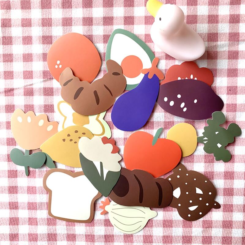 

16pcs Food Print Sticker, Multicolor