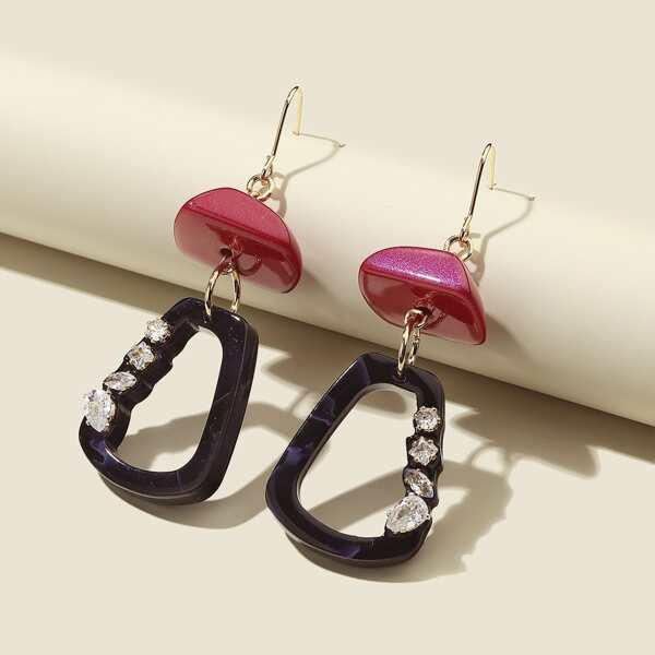

Rhinestone Decor Geometric Drop Earrings, Multicolor