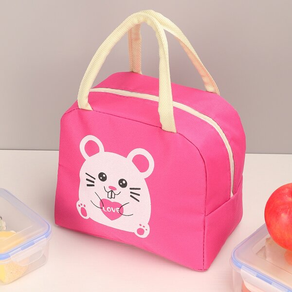 

Cartoon Graphic Insulated Lunch Bag, Pink