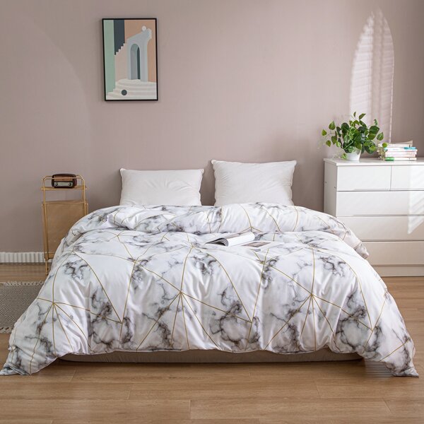 

Marble Pattern Duvet Cover Without Filler, White