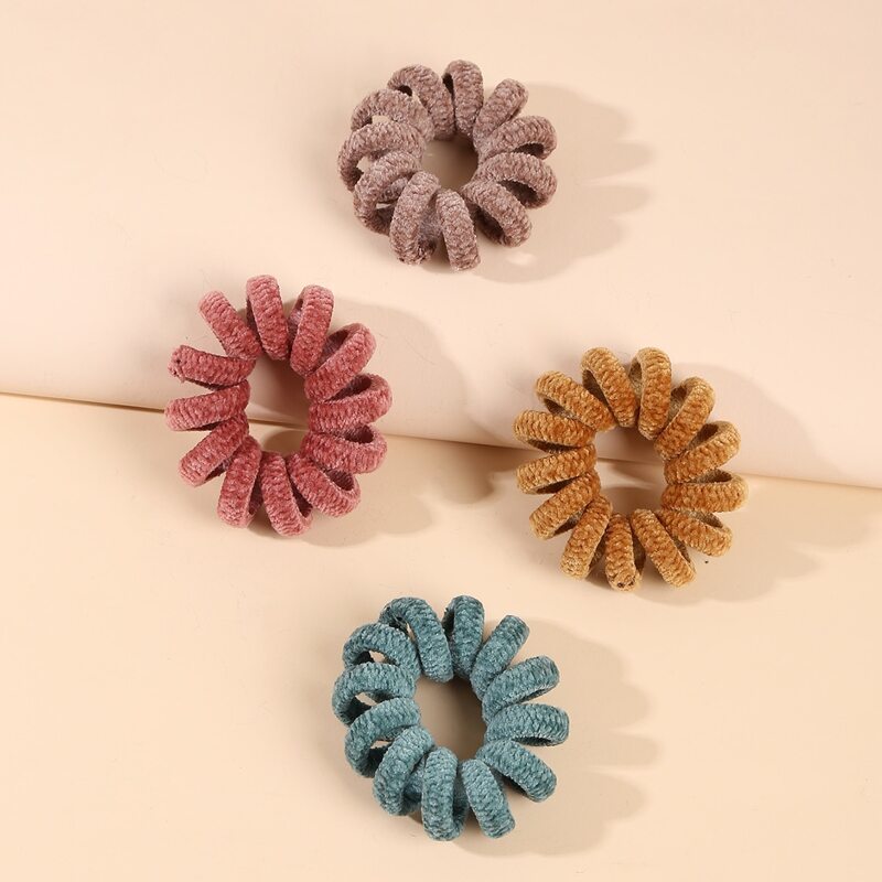 

4pcs Plain Hair Tie, Multicolor