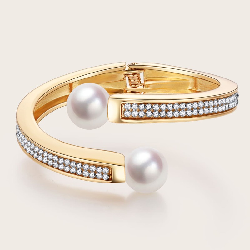 

Faux Pearl & Rhinestone Decor Bracelet, Gold