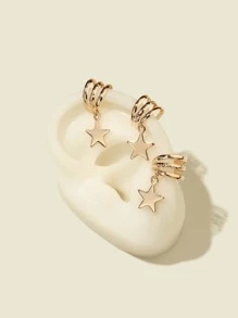 3pcs Star Charm Ear Cuff - Yellow Gold - View 2