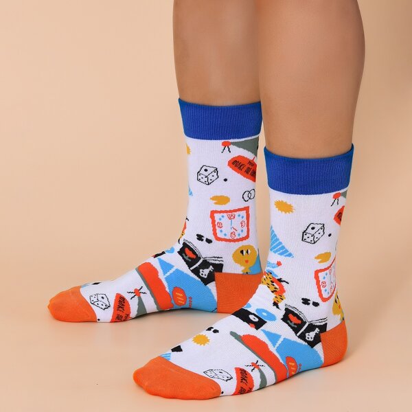 

Men Cartoon Graphic Socks, Multicolor