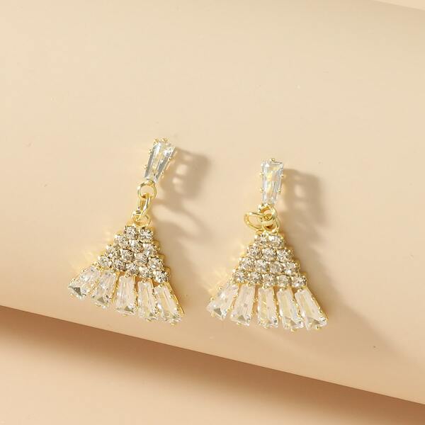 

Rhinestone Triangle Drop Earrings, Gold