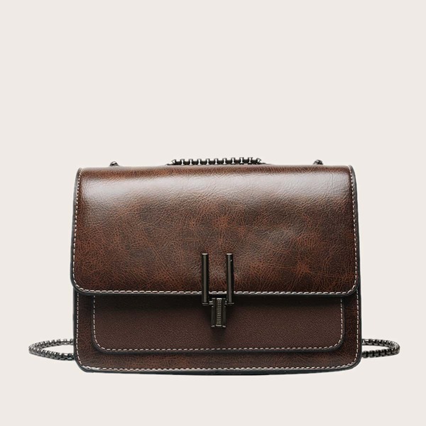 

Chain Flap Shoulder Bag, Coffee brown
