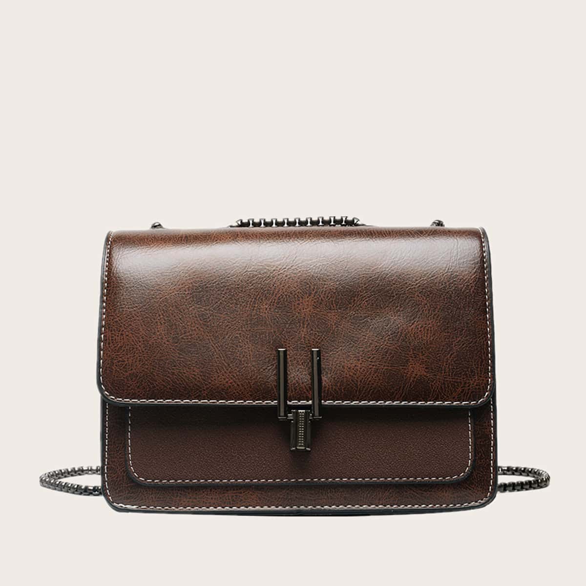 

Chain Flap Shoulder Bag, Coffee brown