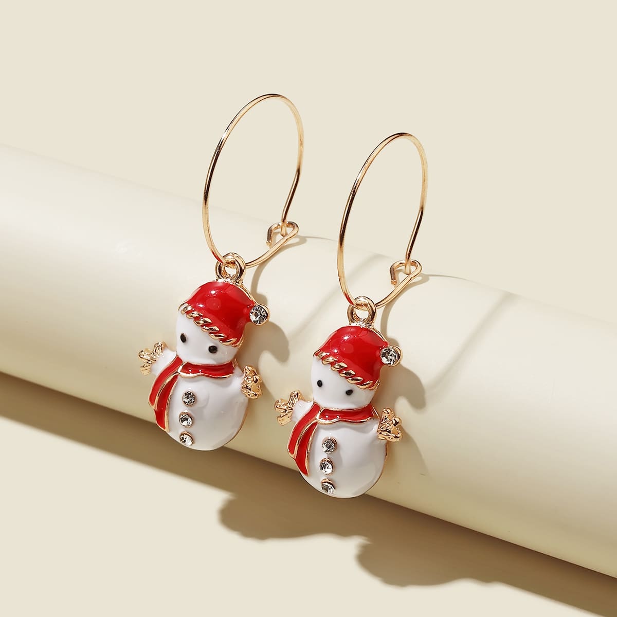 

Christmas Snowman Drop Earrings, Red and white