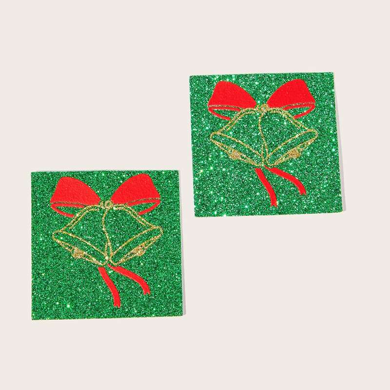

Christmas Bell Pattern Nipple Cover, Green